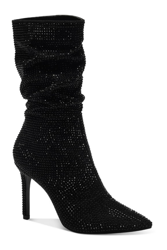 Womens Raquell Pointed Toe Rhinestones Mid-Calf Boots