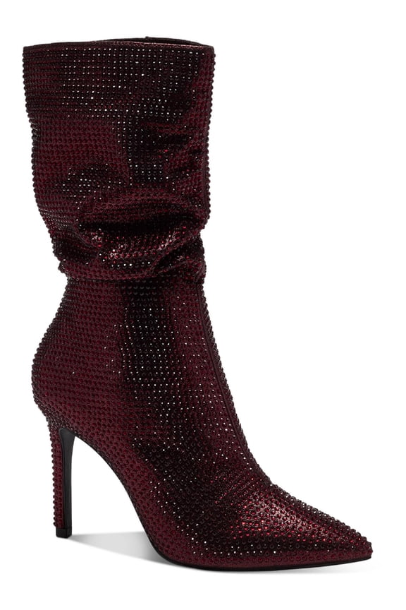 Womens Raquell Pointed Toe Rhinestones Mid-Calf Boots