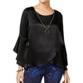 thumbnail image 1 of Thalia Sodi Womens Ruffled Knit Blouse, Black, X-Small, 1 of 1