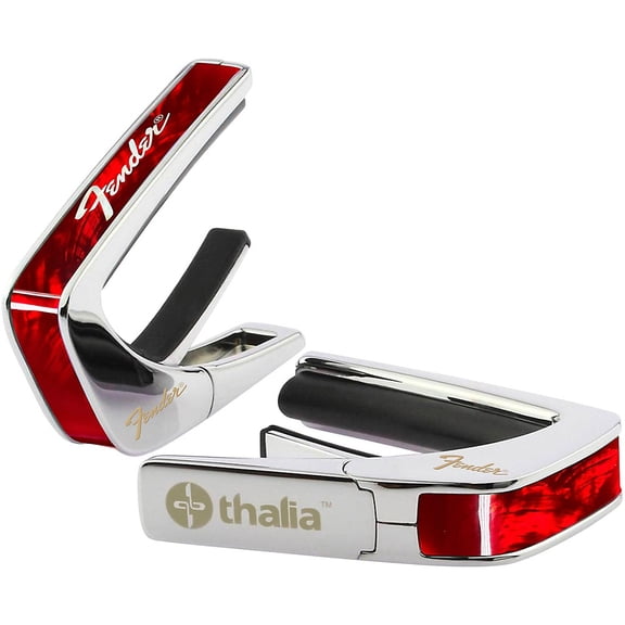 Thalia x Fender Chrome Finish Red Angel Wing Capo White Perine Logo