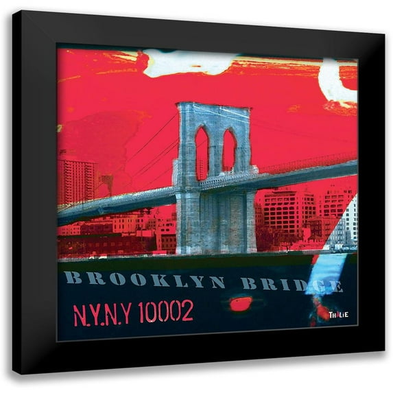Thalie 12x12 Black Modern Framed Museum Art Print Titled - Brooklyn Bridge