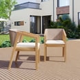 thumbnail image 1 of Thalina Modern Outdoor Patio Rope Weave Dining Chairs with Cushion, Acacia Wood, Light Teak, Set of 2, 1 of 13
