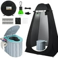 thumbnail image 1 of Thallike Outdoor Portable Toilet Set with Pop-Up Privacy Tent,Folding Toilet Potty for Adults Load Capacity of 400 lbs,LED-Light Camping Bathroom for RV Travel, 1 of 7