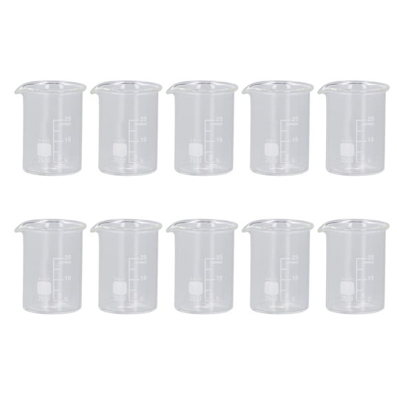 Thalyn 25mL Beaker Set Measuring Cups, 25mL Beaker 10PCS with Scale for Kitchen for Laboratory