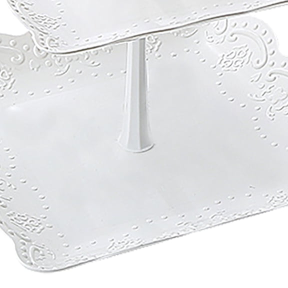 Thalyn 3 Tier Serving Stand White Plastic 3 Tier Dessert Serving Tray Cupcake Stand Fruit Rack for Afternoon Tea Party