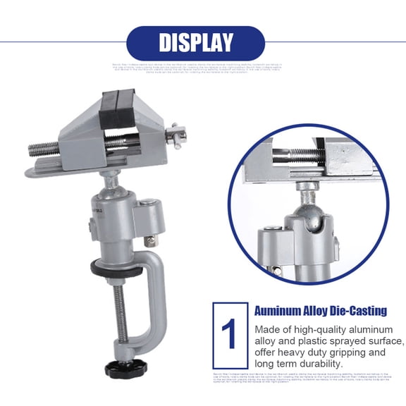 Thalyn 3-inch Rotatable 360-degree Vise Making Universal Table Vise with 360 degrees Swiveling Head Clamp for Crafting Painting Sculpting Electronics Soldering 3-inch Rotatable Tabletop Clamp Vice