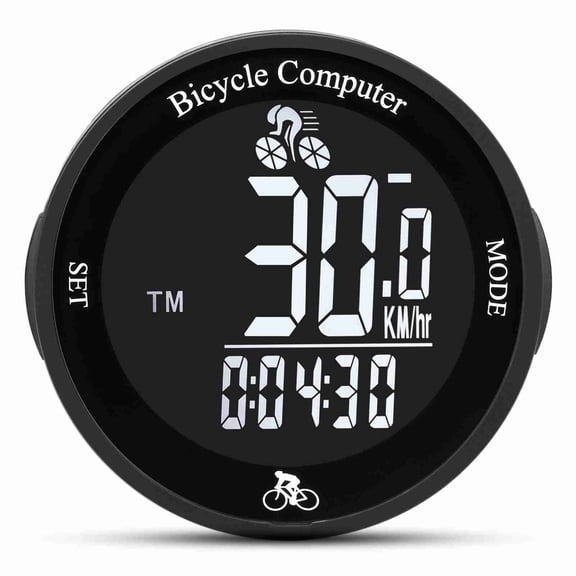 Thalyn Backlight Bike Computer Bike Computer, LED Backlight, Cycle Odometer with Black Background and White Digital, Speed, Trip Time, Temperature, for Cycling Enthusiasts
