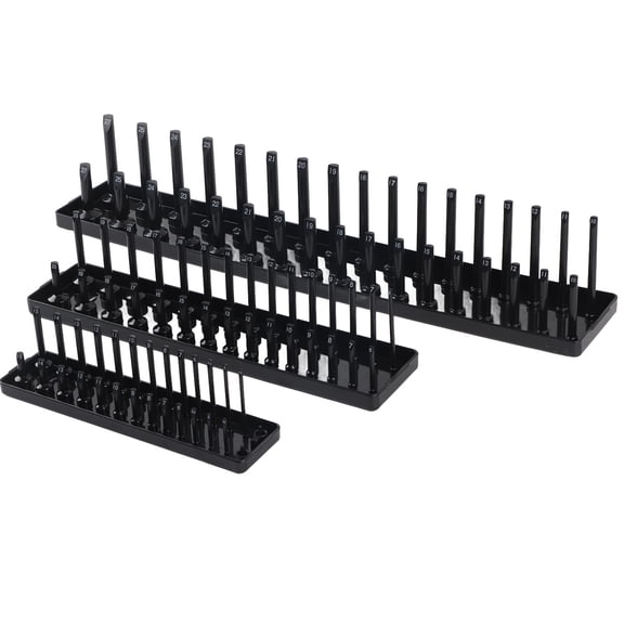 Thalyn Black Socket Holder Socket Holder Set, Black Socket Tray for Auto Repairing Tool Storage
