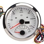 Thalyn Boat GPS Speedometer with Indiction Light Digital Tacho Gauge, GPS Speedometer Odometer 8000 RPM 0-125 KM/H Stainless Steel with Backlight for Car Marine ATV White Dial Silver Bezel