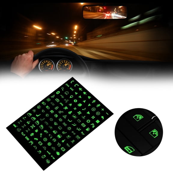 Thalyn Car Light Stickers Luminous Car Light Stickers, PET Multifunction Button Stickers, Easy to Install Rocker Switch Label with Strong Adhesive Decals for Circuit Panel Decoration