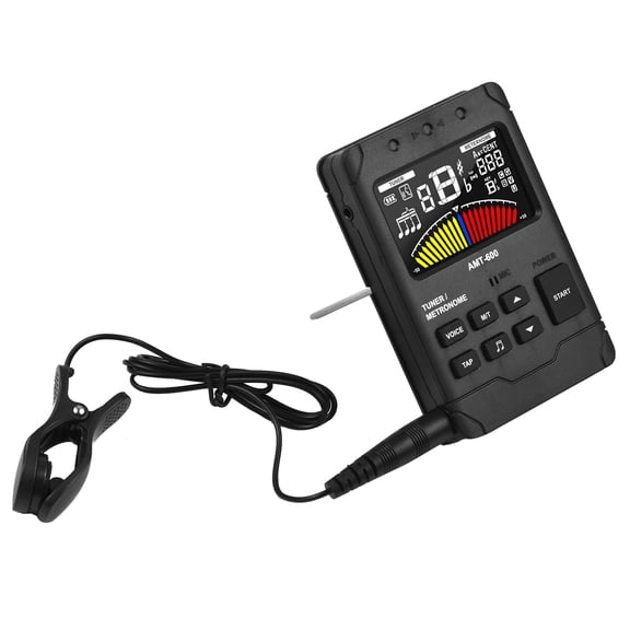 Thalyn Clip-on Pickup Cable AMT-600 Tuner & Metronome & Tone Generator 3-in-1 Rechargeable 2.5-inch Color LCD Guitar Tuner Mini Digital Metronome Electronic Metronome with Clip-on Pickup Cable for
