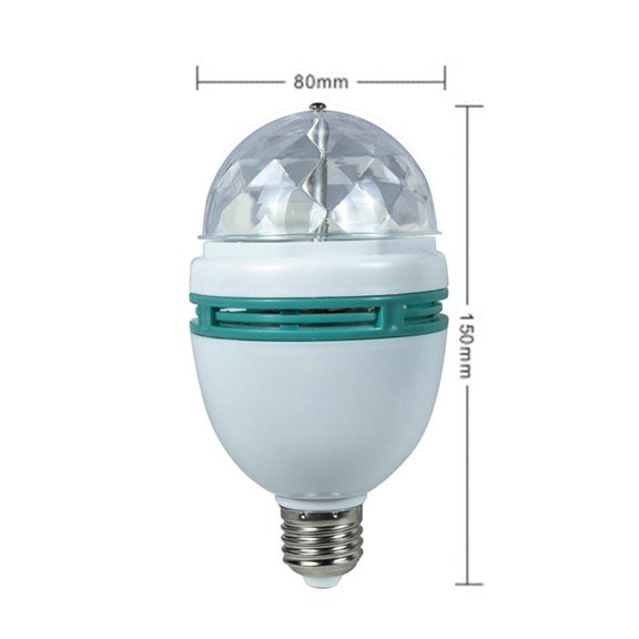 Thalyn Colorful Light Bulb Light LED Rotation Lamp Bulb Colorful E27 Light Bulb 3W Energy Saving KTV Light Bulb for Household Stage