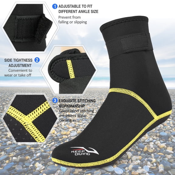 Thalyn Diving Boots Socks Diving Socks 3mm Neoprene Beach Water Socks Thermal Wetsuit Boots Anti Slip Diving Socks for Rafting Snorkeling Sailing Swimming