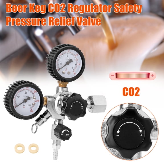 Thalyn Dual Gauges Pressure Relief Valve Relief Beer CO2 Keg Regulator Safety Pressure Relief Valve 0-3000 PSI Tanks Pressure