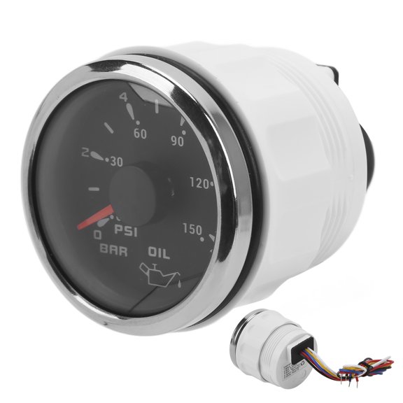 Thalyn Fuel Pressure Gauge Pointer Oil Pressure Gauge, Oil Pressure Display 52mm/2.0in for Engines for Automobiles for Engineering Machinery Black