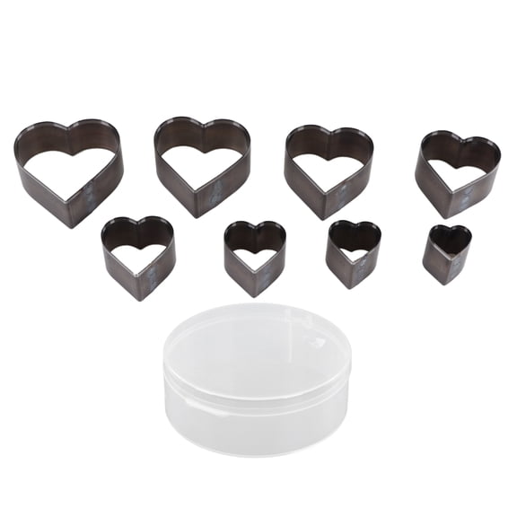 Thalyn Hollow Punching Tool Leather Cutting Die, Different Size Accurate 8PCS Incisive High Density Heart Shaped Leather Cutter for Clay for Rubber
