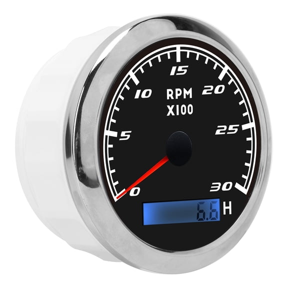 Thalyn Marine Tachometer RPM Tacho Meter, Digital Pointer Tachometer 85mm for Ship for Car Black