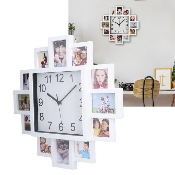 Thalyn Multi Photo Wall Clocks Photo Frame Wall Clock, DIY Frame Clock ABS for Home Decor