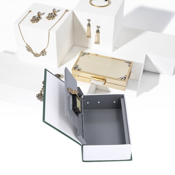 Thalyn Portable Book Safe Box Diversion Book Safe, Textured Paper + Stainless Steel Faux Book Safe for Jewelry for ID Cards for Bank Cards