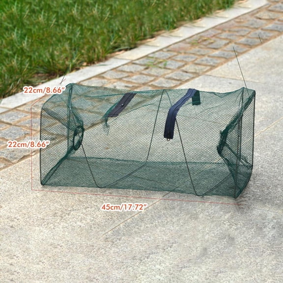 Thalyn Portable Fishing Net Foldable Fishing Net Cage, Portable Retractable Fish Shrimp Mesh Trap with Zipper for Small Medium Fish, Metal Nylon Material, Circle Frame Design, Economical Fishing