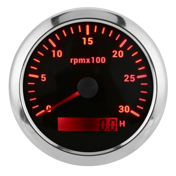 Thalyn RPM Tachometer Boat Tachometer, 85mm Pointer Tachometer for Generator Black
