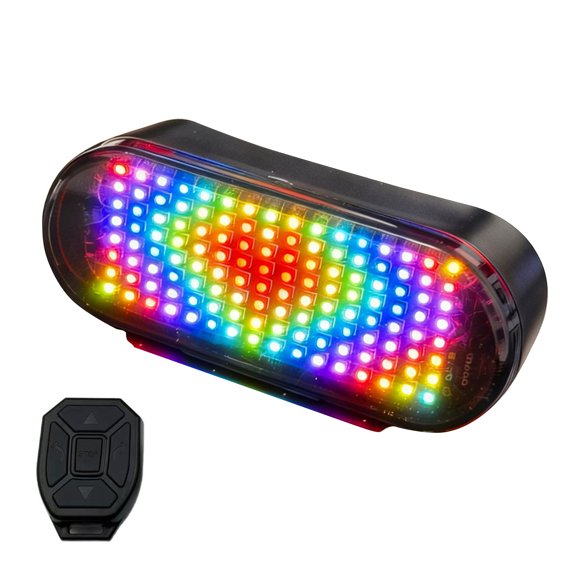 Thalyn Remote control bike light set 128 RGB Lights LED Bike Light with Remote Control Turn Signal Rechargeable Bike Tail Light for Night Riding Safe Warning