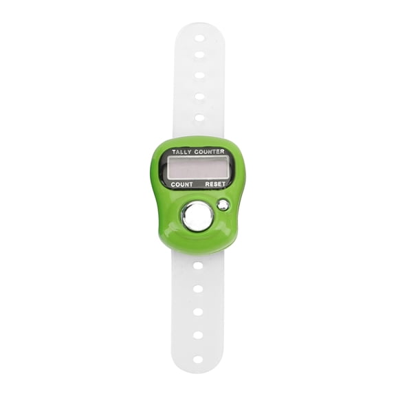 Thalyn Resettable Finger Counter Finger Counter, Fast Response 5 Digit Mechanic Fixable Hand Counter with Silicone Belt for Counting for Walking Green