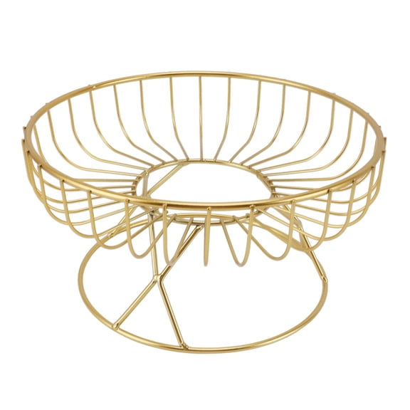 Thalyn Round Wire Fruit Holder Metal Fruit Bowl Stand Metal Fruit Basket Stand, Large Round Bowl for Fruits with Hollow Design, Snacks and Bread