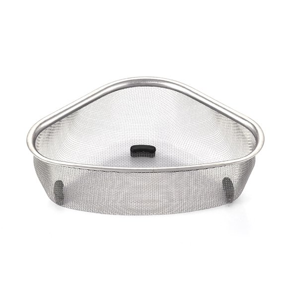 Thalyn Stainless Steel Sink Corner Drain Basket Steel Sink Draining Basket Stainless Steel Fine Mesh Triangular Kitchen Sink Corner Strainer Basket for Kitchen Waste
