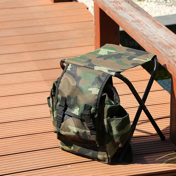 Thalyn Travel Bag Chair 2 in 1 Folding Chair Portable Backpack Stool Collapsible Camping Fishing Chair 12.6x11.0x13.4in Large Capacity for Outdoor Camping Picnic Hiking Fishing Travel