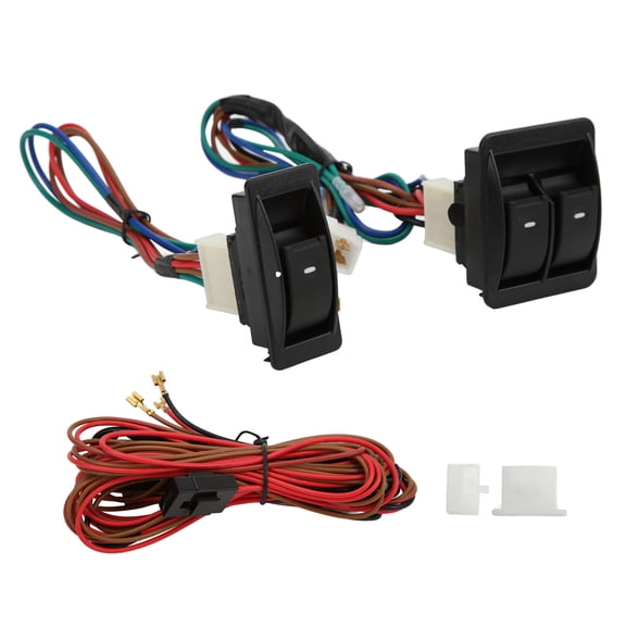Thalyn Universal Car Regulator Set Universal Car Regulator Kits, 5pcs Universal Car Power Window Switch with Wiring Harness for 2 Doors