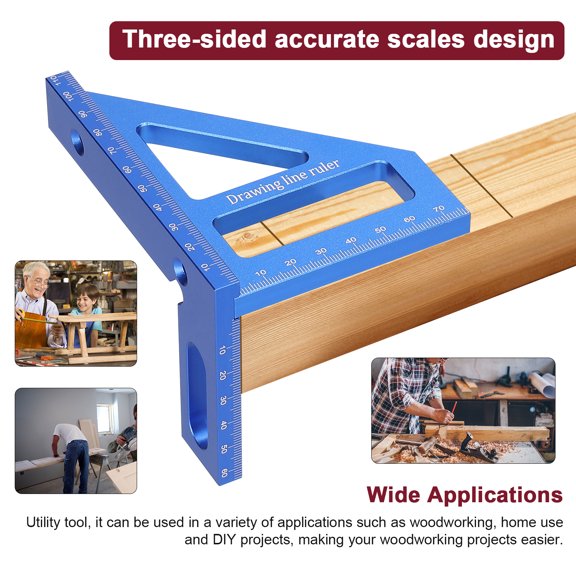 Thalyn Utility Scribing Gauge Protractor Aluminum Alloy Multi Angle Measuring Ruler Woodworking Square Protractor 45 90 Miter Ruler Utility Scribing Gauge Multifunctional Layout Measuring Tool for