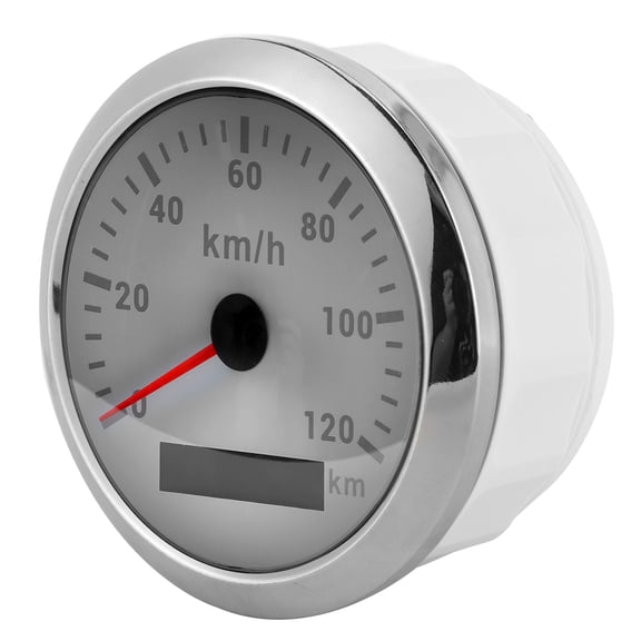 Thalyn Waterproof Speed Gauge Gps Speedometer, Gps Gauge 85Mm with Backlight for Boat Yacht Outboard for Car Motorcycle Engineering Machine White Dial
