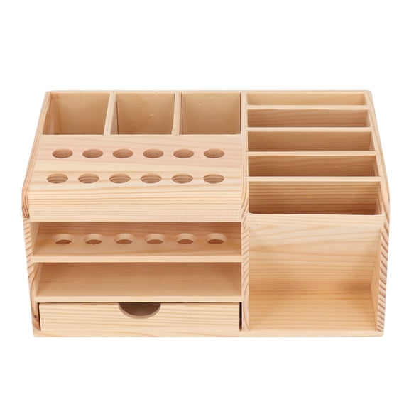Thalyn Wooden Repair Tool Box Tool Parts Box, Repair Tool Organizer Synthetic Wood Multi Compartments for Home