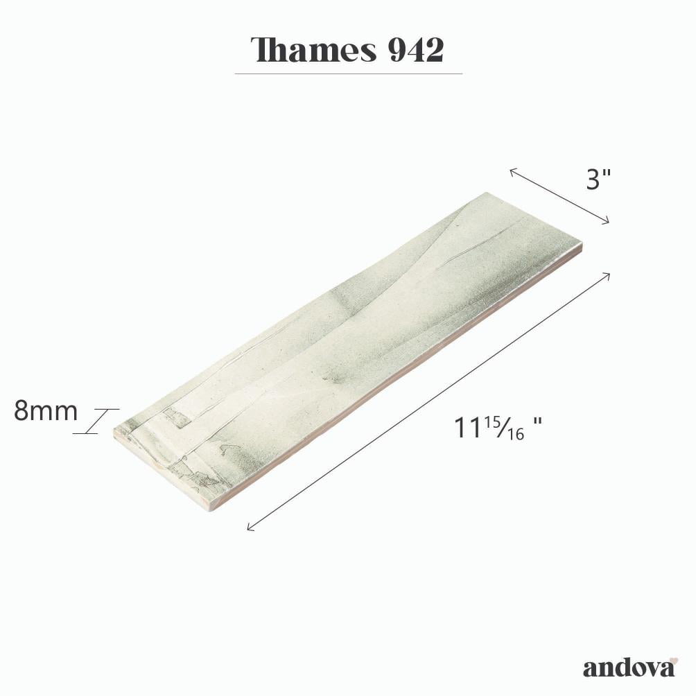 Thames Anglor Blue Ceramic Subway Tile 3" x 12"