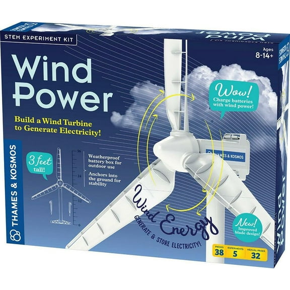Thames And Kosmos Wind Power 4 V Wind Turbine Kit 3 ft Tall, 38 Pieces