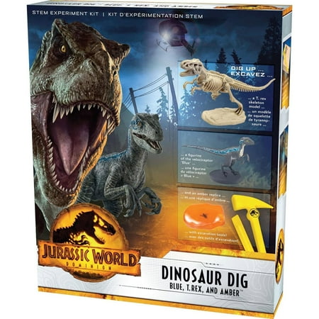 Thames & Kosmos Jurassic World Dominion Dinosaur Dig Blue, T. Rex, and Amber Science Set
