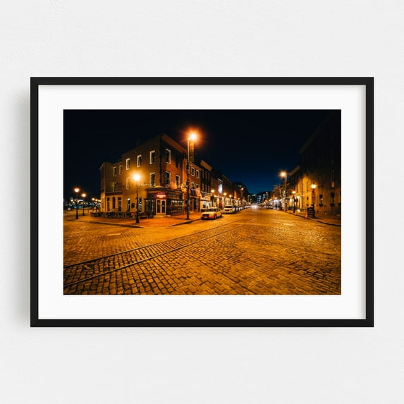 Thames Street Cobblestone - Baltimore Maryland Photography Black Framed Wall Art Print 12 x 18 inches