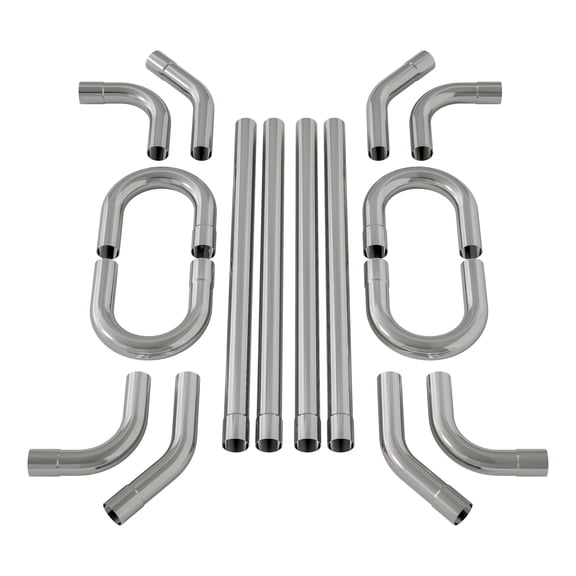 Thanaddo 2.5" OD Mild Steel Exhaust Pipe Kit, 16 Pcs Universal Mandrel Bend Set with Straight U-Bend 90 45 Pipes for DIY Build