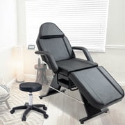 Thanaddo 3-Section Adjustable Tattoo Chair with Hydraulic Stool & Dual Trays, Facial Esthetician Massage Chair for Salon Spa, Sleek Black