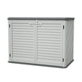 thumbnail image 1 of Thanaddo Weather-Resistant Horizontal Storage Shed, 28 Cu.Ft Large Lockable Outdoor Storage Cabinet, Heavy-Duty Thick HDPE Plastic Unit for Backyard, Patio & Garden (Ivory White), 1 of 12