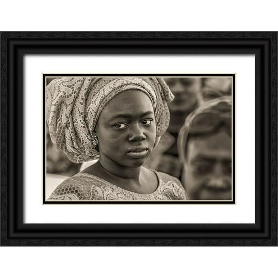 Thanasaki 18x13 Black Ornate Wood Framed with Double Matting Museum Art Print Titled - Eyes Of Africa