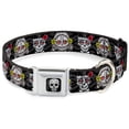 thumbnail image 1 of Thaneeya McArdle Pet Collar, Dog Collar Metal Seatbelt Buckle, Los Novios Black Gray White Multi Color, 15 to 24 Inches 1.0 Inch Wide, 1 of 9
