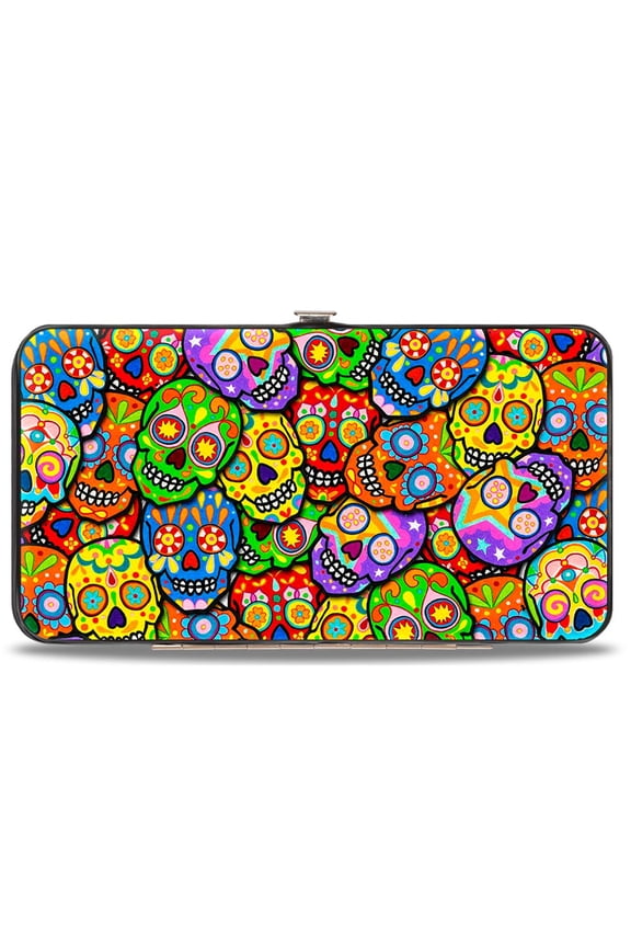 Thaneeya McArdle Wallet, Hinged, Colorful Calaveras Stacked Multi Color, Vegan Leather