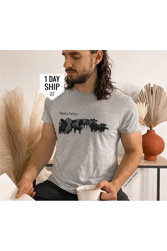Thank A Farmer Crewneck T-Shirt, Love Farmers T-Shirt, Cow Gifts, Farm Shirt, Agriculture Gifts, Farmer TSHIRT All Size S-5XL