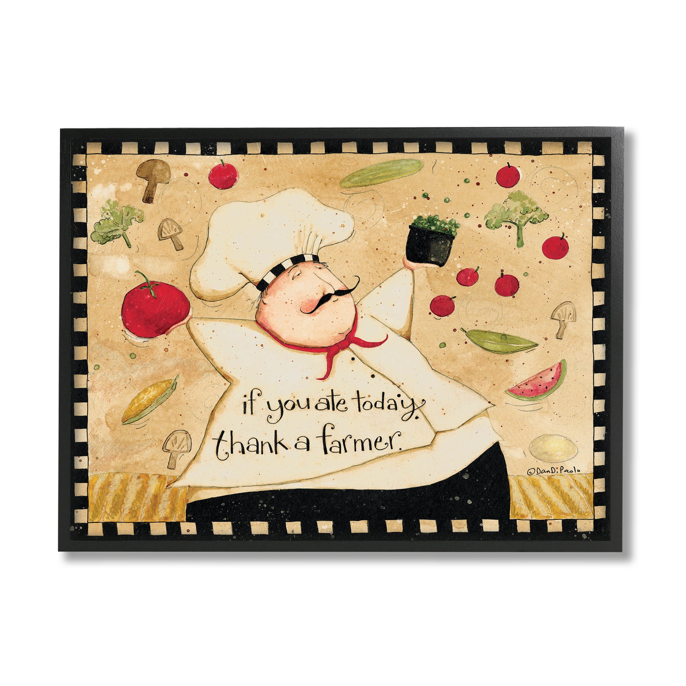Thank A Farmer Vintage Produce Food & Beverage Graphic Art Black Framed Art Print Wall Art