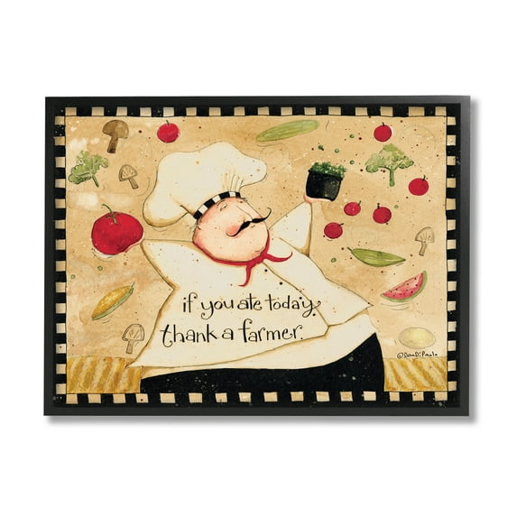 Thank A Farmer Vintage Produce Food & Beverage Graphic Art Black Framed Art Print Wall Art