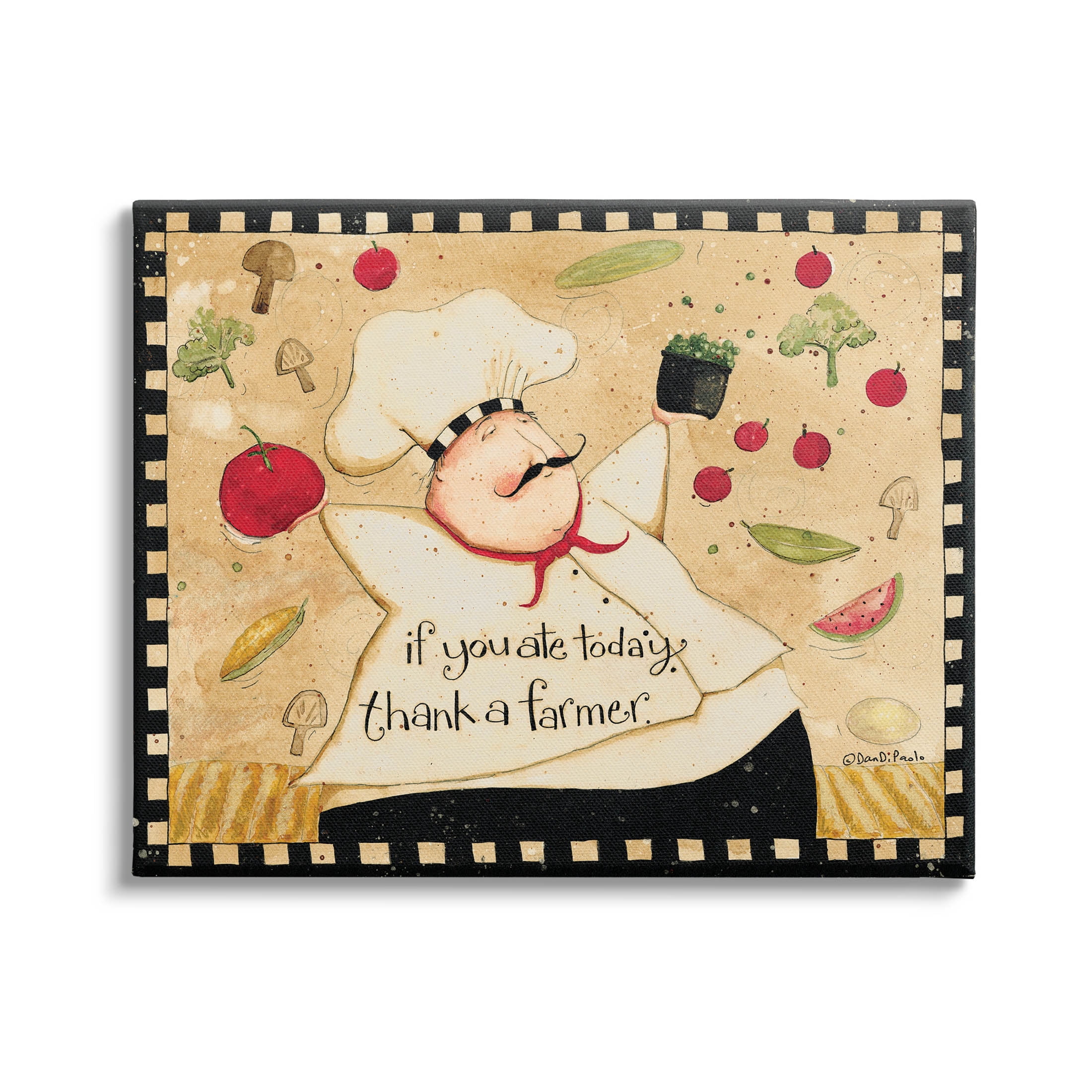 Thank A Farmer Vintage Produce Food & Beverage Graphic Art Gallery Wrapped Canvas Print Wall Art