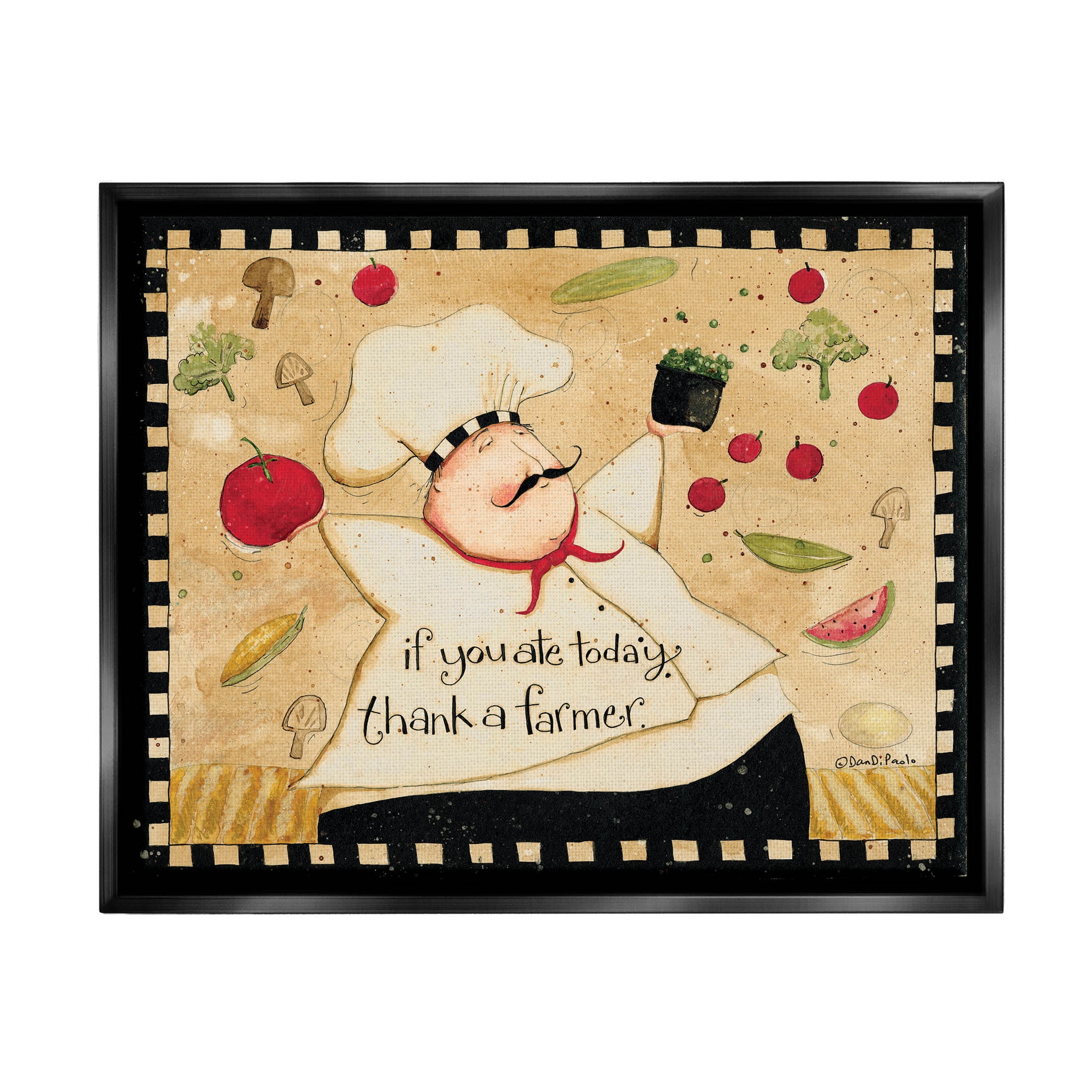 Thank A Farmer Vintage Produce Food & Beverage Graphic Art Jet Black Framed Art Print Wall Art
