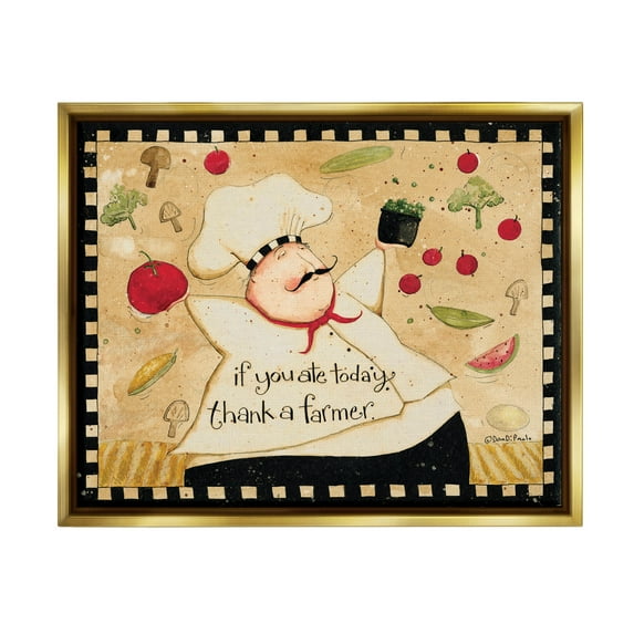 Thank A Farmer Vintage Produce Food & Beverage Graphic Art Metallic Gold Framed Art Print Wall Art
